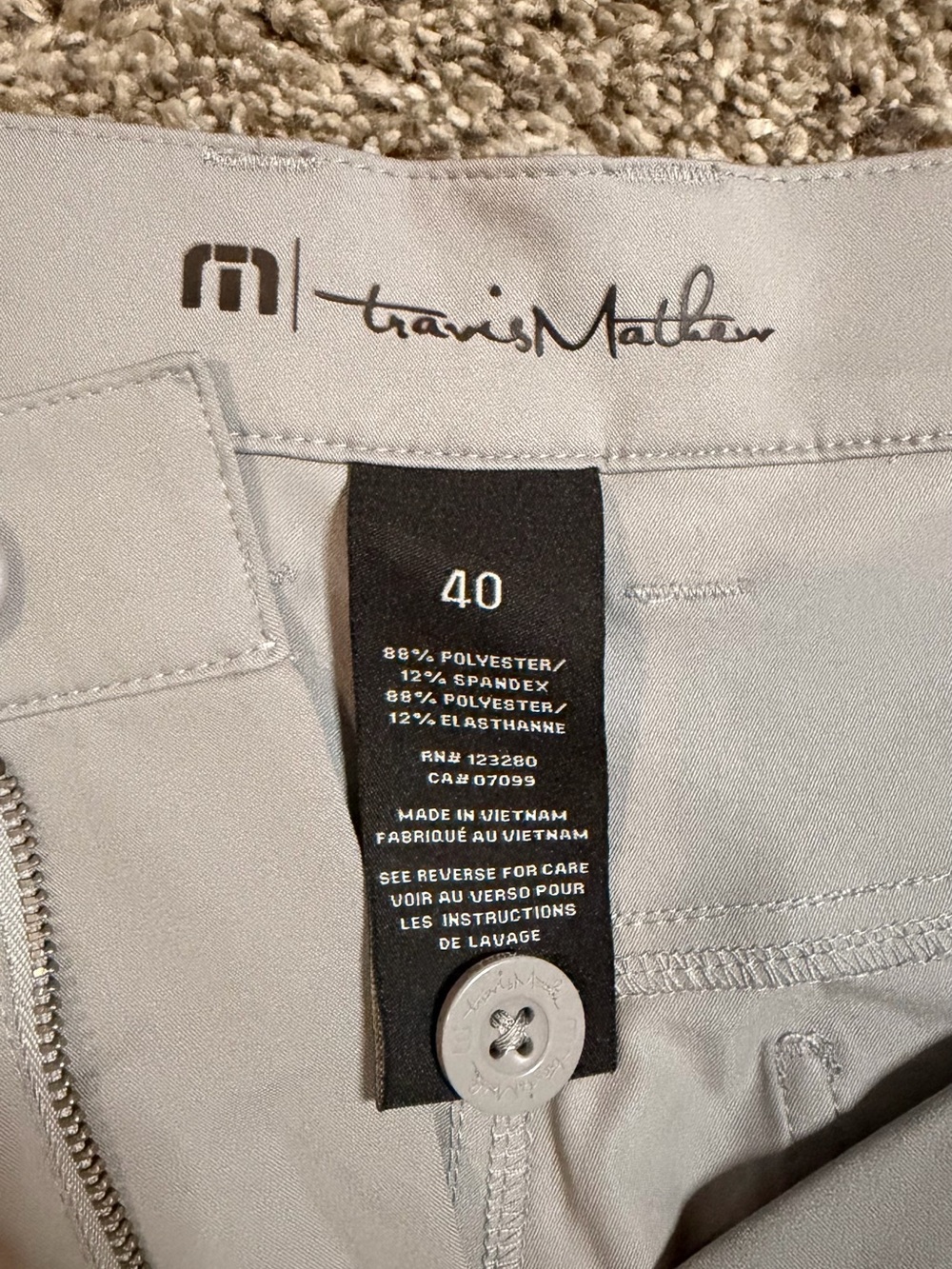TravisMathew Light Gray Golf Pants - Size 40